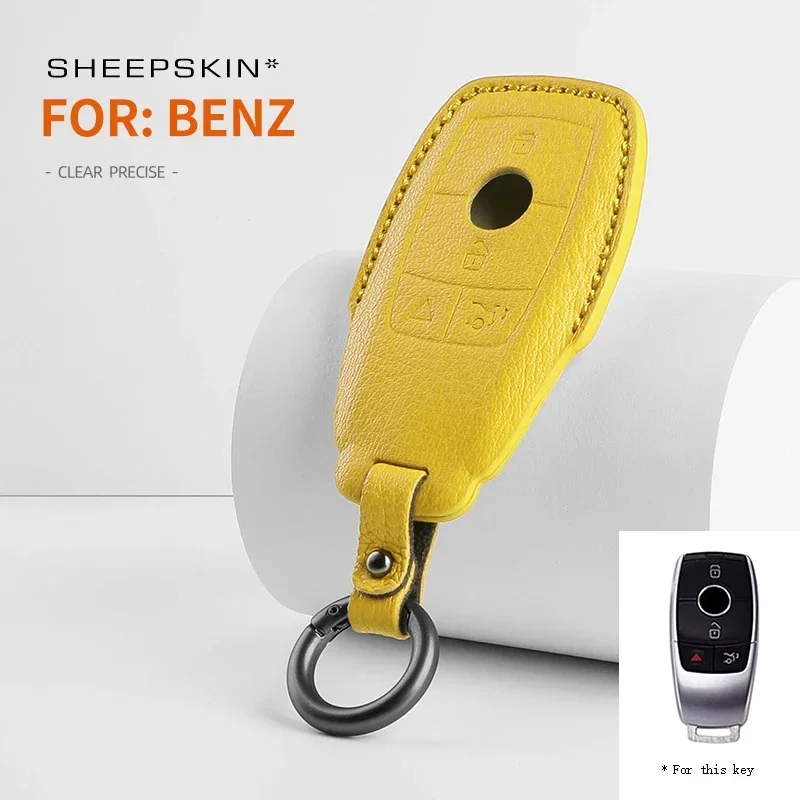 

For Mercedes-benz A-Class B-Class C-class E-class GLE/GLC/GLA 2020 21 2022 Fashion Sheepskin Car Remote Key Case Cover Keychain