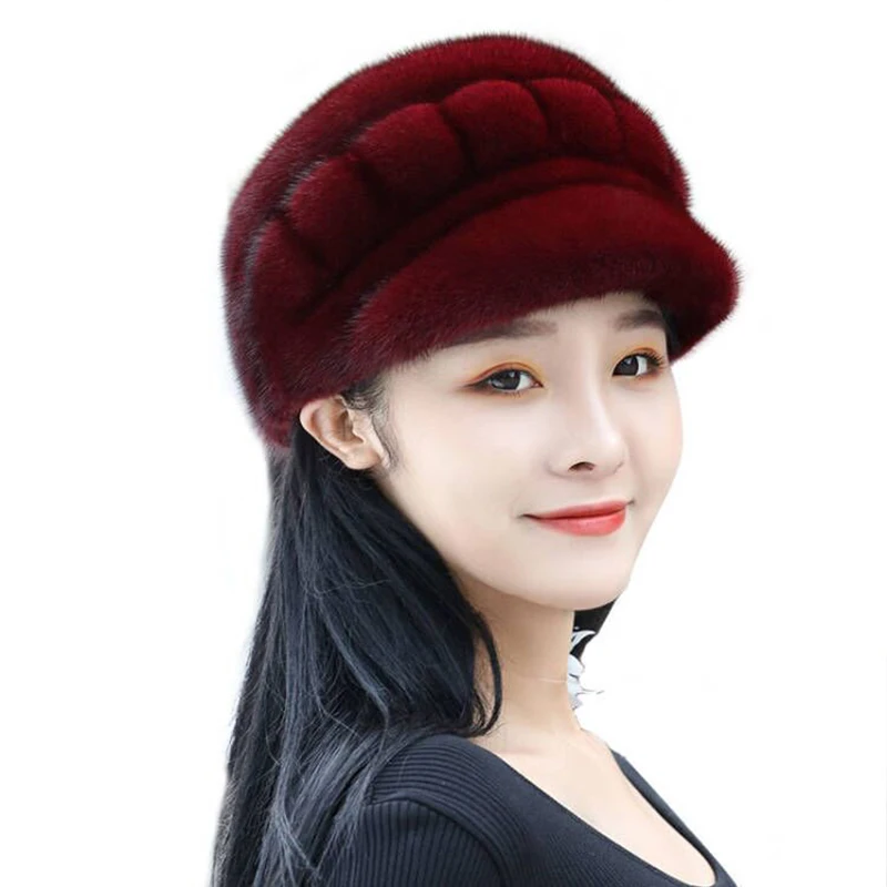 Women's Real Mink Fur Hat Korean Version Fisherman’s Hat New Casual Thickened Hat Winter Fashion Mink Hat Cap