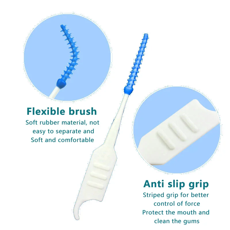 

40Pcs Interdental Silicone Brushes Toothpick Brushes With Hook Between Teeth With Thread Oral Cleaning Tools