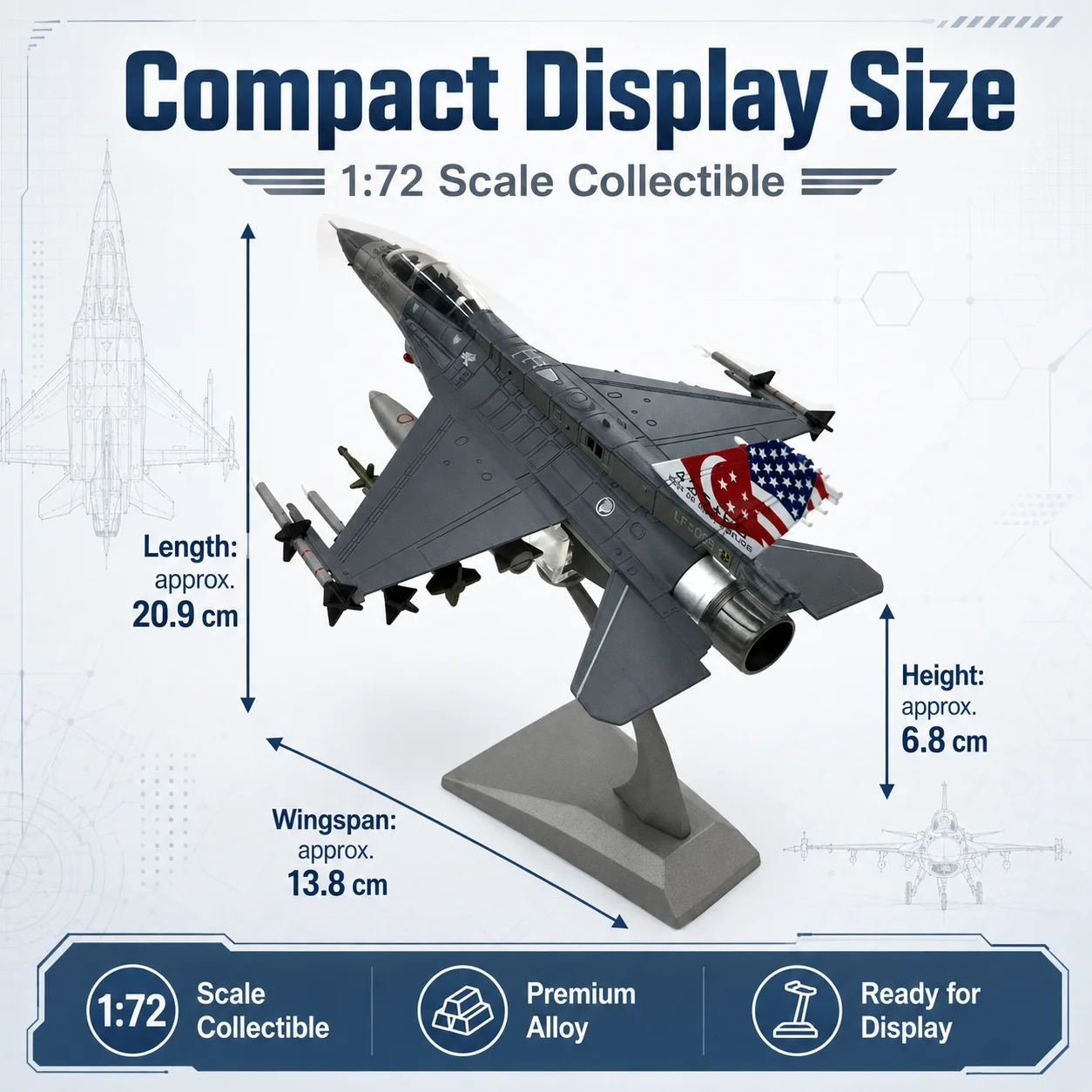 1/72 Scale F-16 Fighter D-Type Diecast Alloy Model Singapore Air Force Simulation Airplane Collectible Replica Finished Aircraft