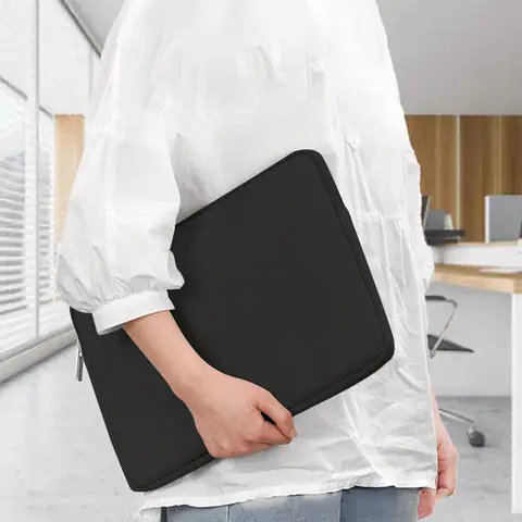 Bolsa para tableta, funda de transporte portátil de espuma de neopreno resistente al agua, color negro, con cremallera para ordenador portátil, funda para tableta, bolsa de viaje para tableta