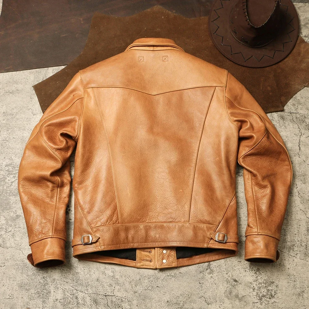 سترة جلدية أمريكية عتيقة من Tailor Brando RL بسمك 1.7 ملم سترة من جلد البقر الباتيك الصنوبري الناعم انقر فوق سترة جلدية للعمل