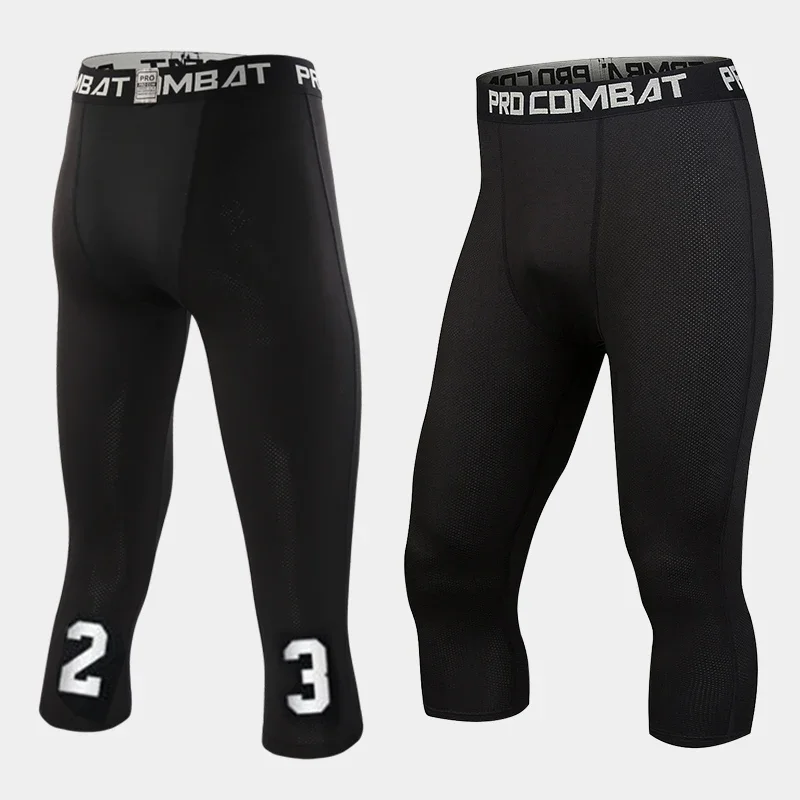 Ginásio masculino correndo calças cortadas, joggings, elásticos, sweatpant de compressão, futebol, basquete, corridas, treino, leggings masculinos