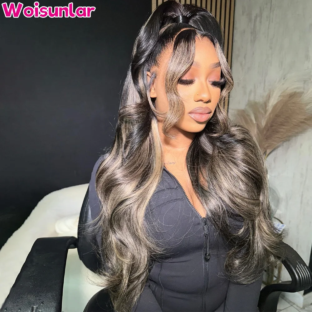 Highlight Black and 613 Front Lace wigs human hair 13X4 Transparent Lace Body wave Human Hair For Women Human Hair Wig 100%