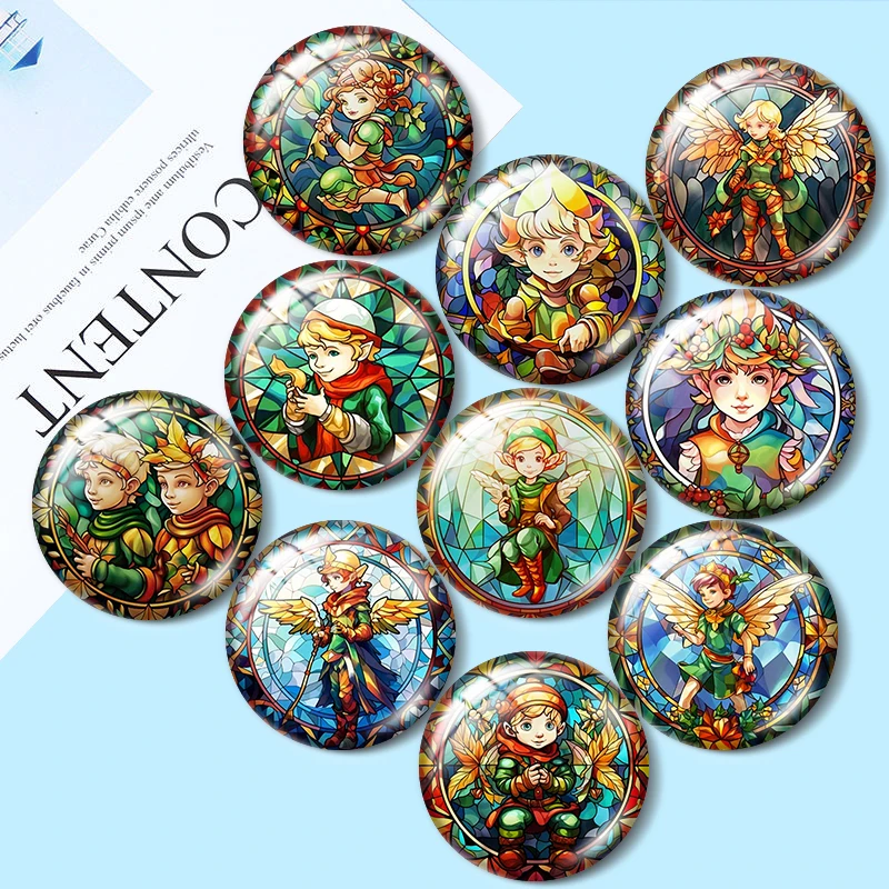 

Watercolor Christmas Elves 10pcs 12mm/16mm/18mm/25mm Round Photo Glass Cabochon Demo Flat Back Making findings