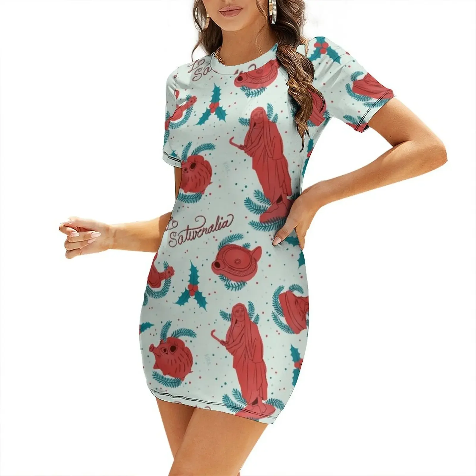 

Terracotta Saturnalia Short-Sleeved Dress Women's summer suit luxury woman party dress evening dresses ladies Dress