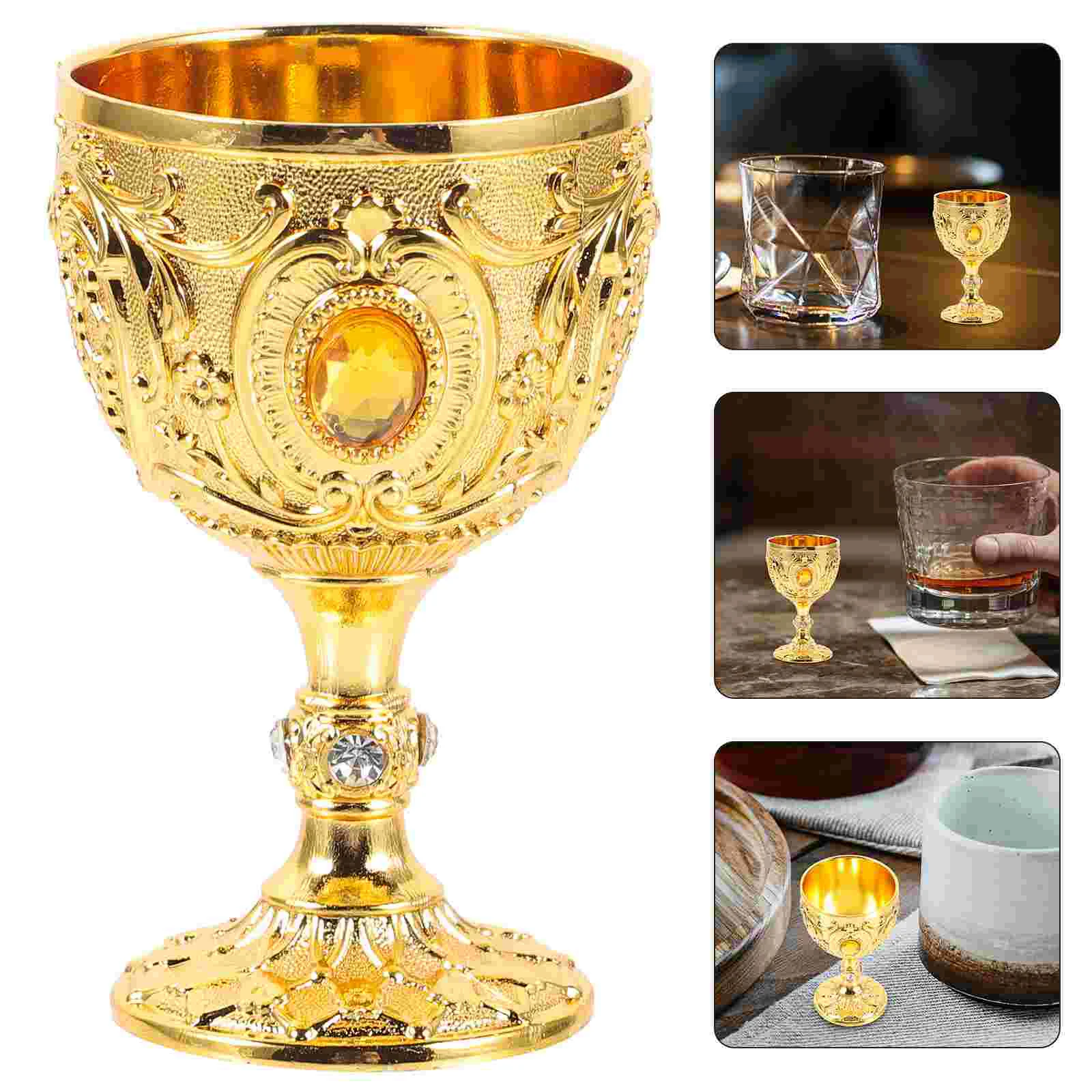 Decor European High-end Cup 30ml White Retro Glass (gold) Small Reusable Golden Convenient Travel