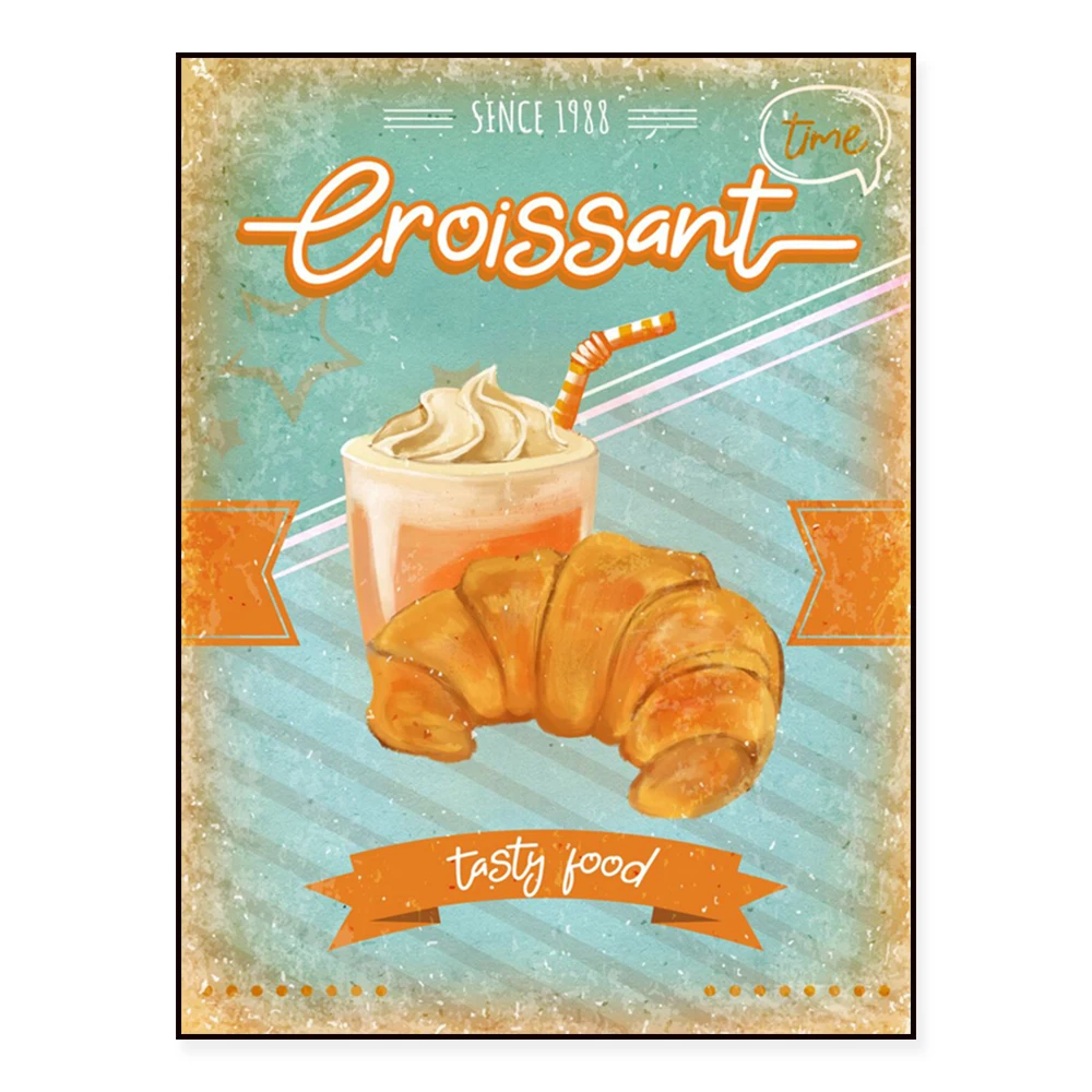 Gourmet Canvas Painting Kitchen Decor - Pancakes Hot Dogs Muffins Donuts Ice Cream Cakes Croissants Macaroons Artwork Poster