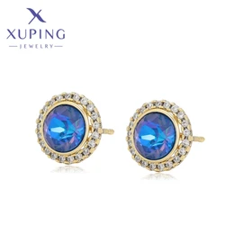 Xuping Jewelry Fashion Simplicity Light Gold Color Gemstone Earrings for Women Girl Commemoration Day Gifts X000966526