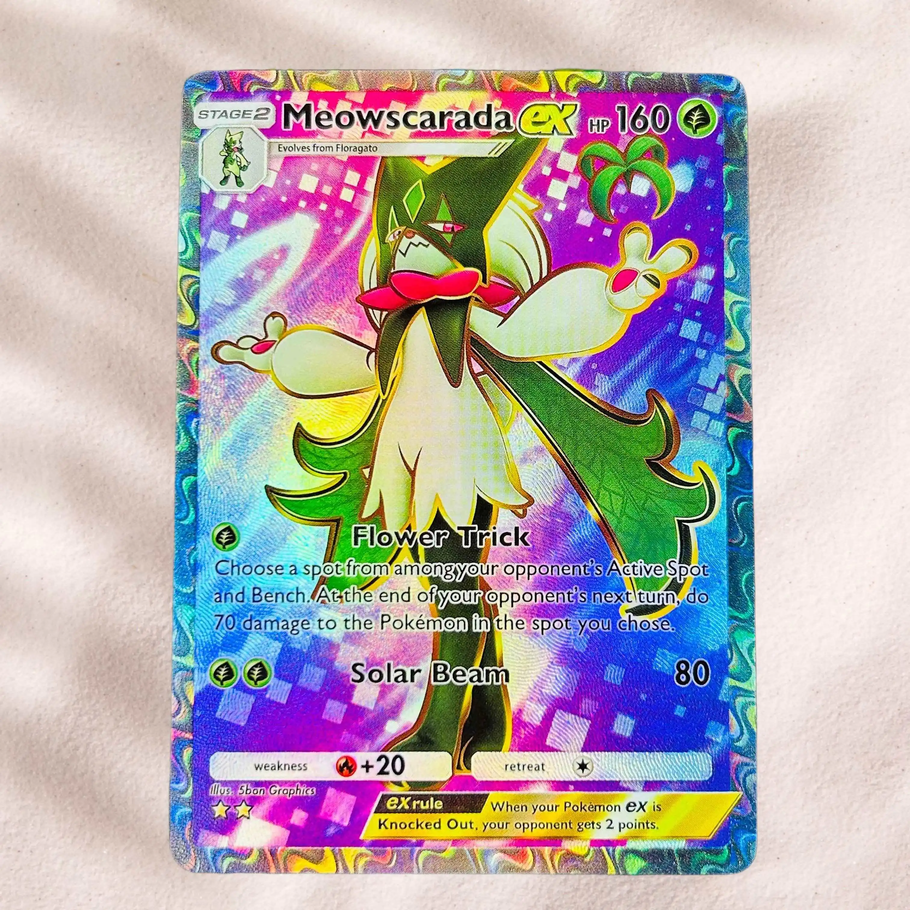 Board Game English - DIY Pokemon Meowscarada ex Holographic Texture