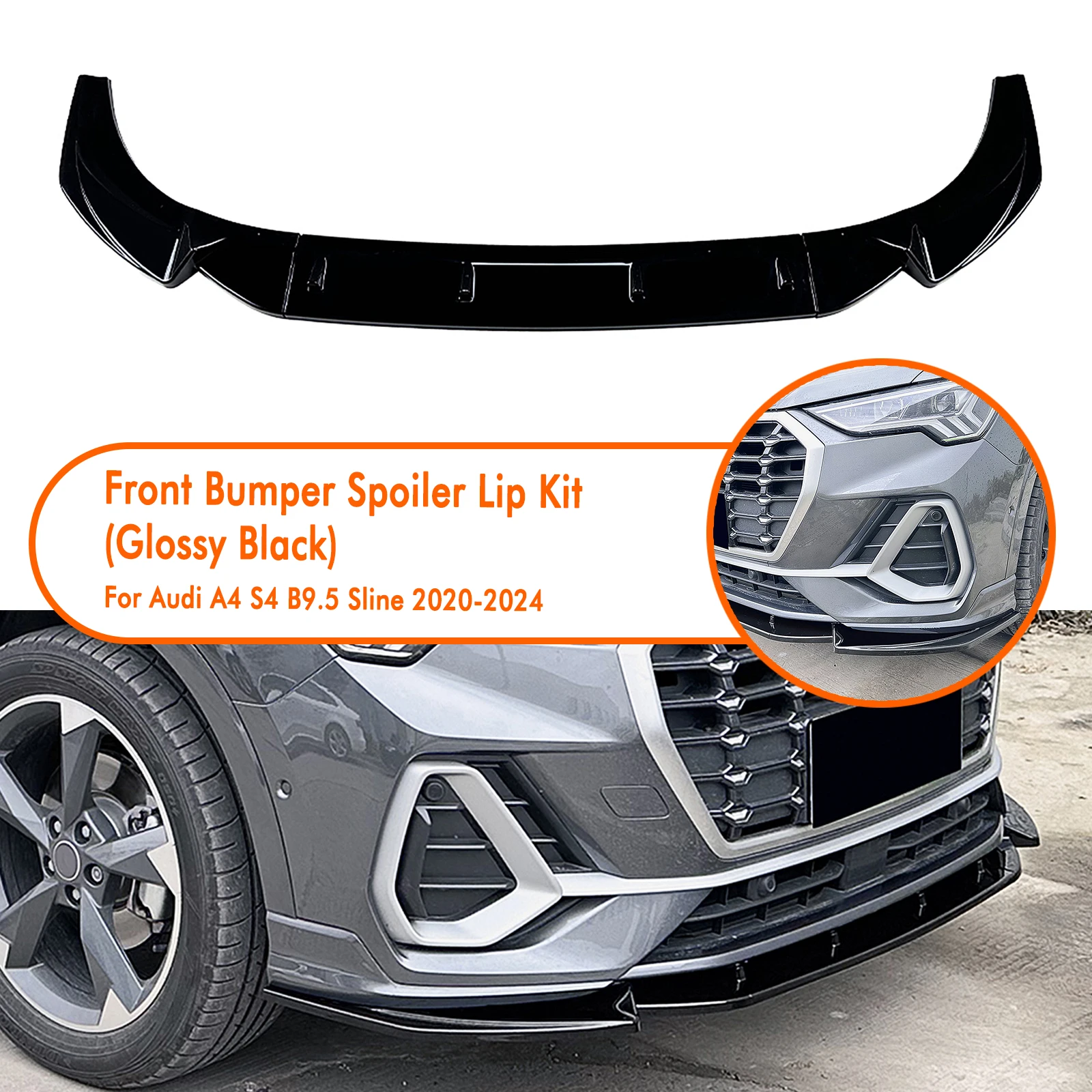 

Front Bumper Spoiler Lip Carbon Fiber Look/Gloss Black Lower Splitter Body Protector Kit Blade For Audi Q3 F3 Sline 2019-2024