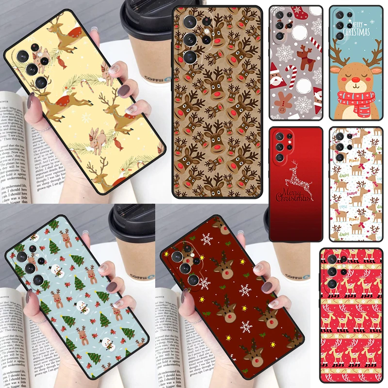 Merry Christmas Decorations Reindeer For Samsung Galaxy S23 Ultra S22 S20 S21 FE S8 S9 S10 Plus Note 10 20 Ultra phone Case