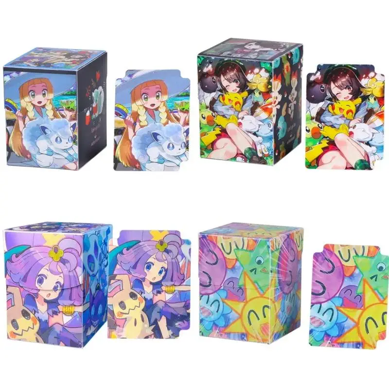 

Коробка для карт Pokemon Acerola Lillie Gloria Ptcg Diy Пластик Портативная коллекция Коробка для хранения карт Аниме Периферийные устройства Коллекция подарков