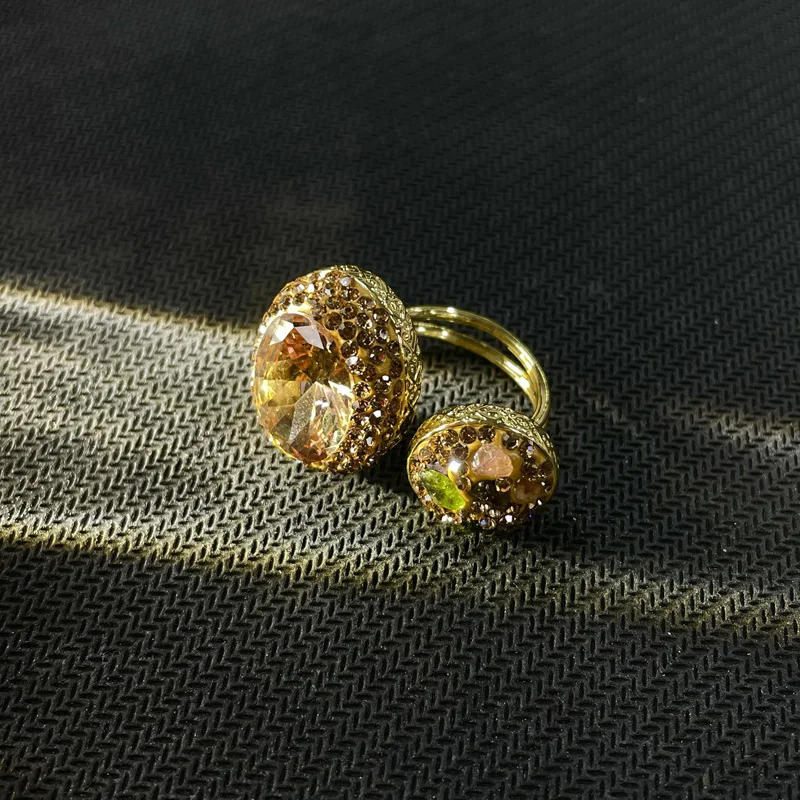 Vintage Natural Amethyst Ring Raw Crystal Stone Adjustable Size for Women Gold Plated Retro Jewelry Suitable for Index Finger image 6