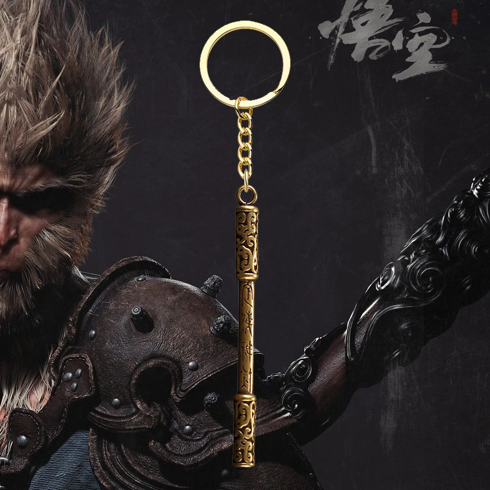 Black Myth: Wukong Golden Hoop Keychain Game Cool Stick Pendant Keyring Accessories Jewelry for Men Boys Gamer Cosplay