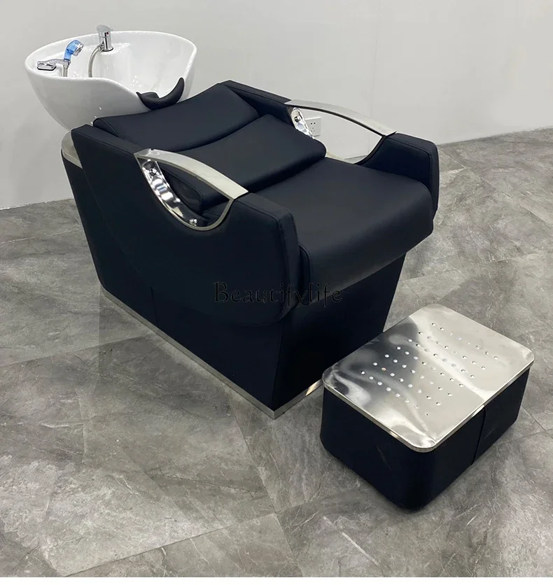 

Half-Lying Barber Shop Fashion Shampoo Chair Simple and High-End Hair Salon Hair Salon Ceramic Flushing Bed