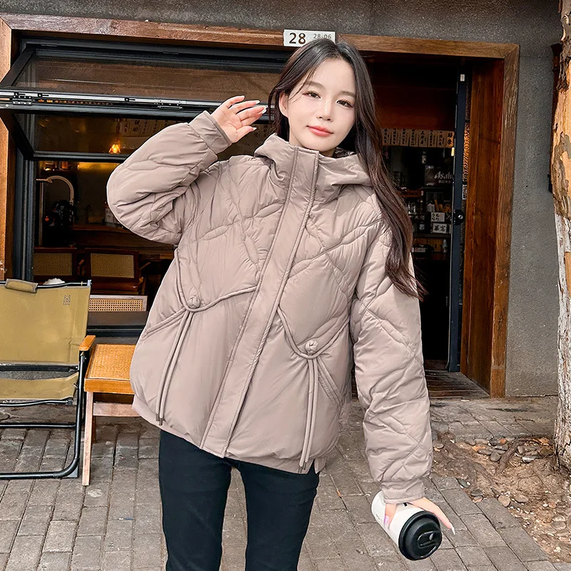 Cotton Padded Women's Short 2024 Winter New Hooded Thick Warmth Jacket Female Loose Parkas