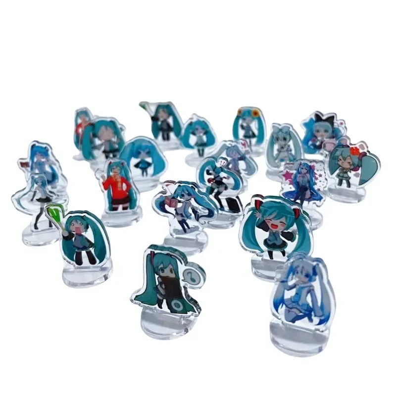 Hatsune Miku Cartoon Animation Peripheral Creative Acrylic Two-Dimensional Mini Decoration Small Stand Desk Place for Students