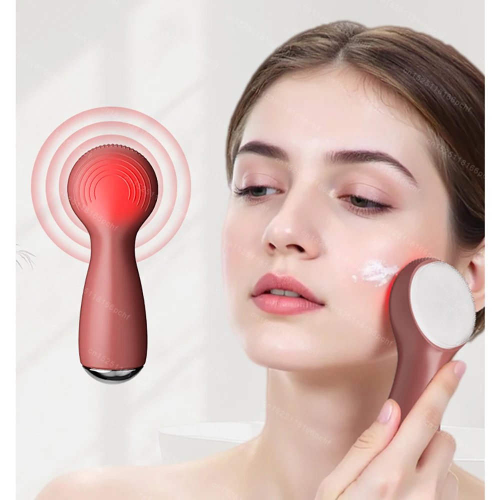 Facial Cleanser Blackhead Pore Cleaning Beauty Device Colorful Light Vibration Massager Hot Compress Massage Face Wash Brush