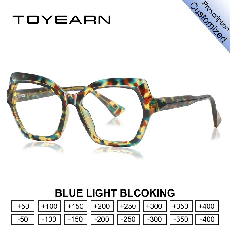 

TOYEARN Lady Cat Eye Reading Glasses Women Blue Light Blocking Myopia Hyperopia Custom Prescription Optical Eyeglasses TR90Frame