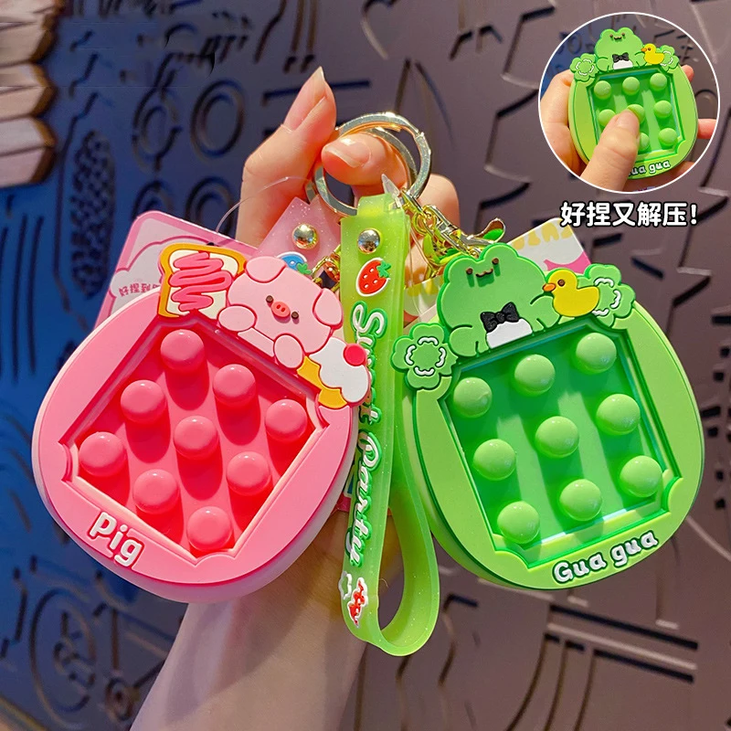 Cartoon Animal Island Adventure Pinch Happy Pressure-relief Toy Keychain Cure Green Frog Doll Key Chain Student Bag Pendant Gift