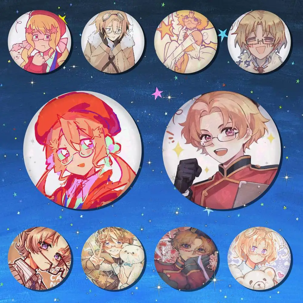 Insignia de Hetalia de Canadá para mochila, accesorios, iconos de manga, pines redondos de dibujos animados, broches para ropa, decoración de bolsos, regalos