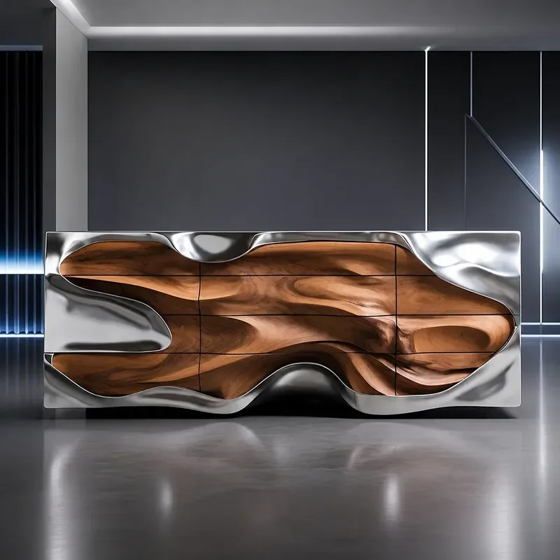 Modern Light Luxury Art Dining Side Cabinet International Hall Furniture W5 Joint Design
