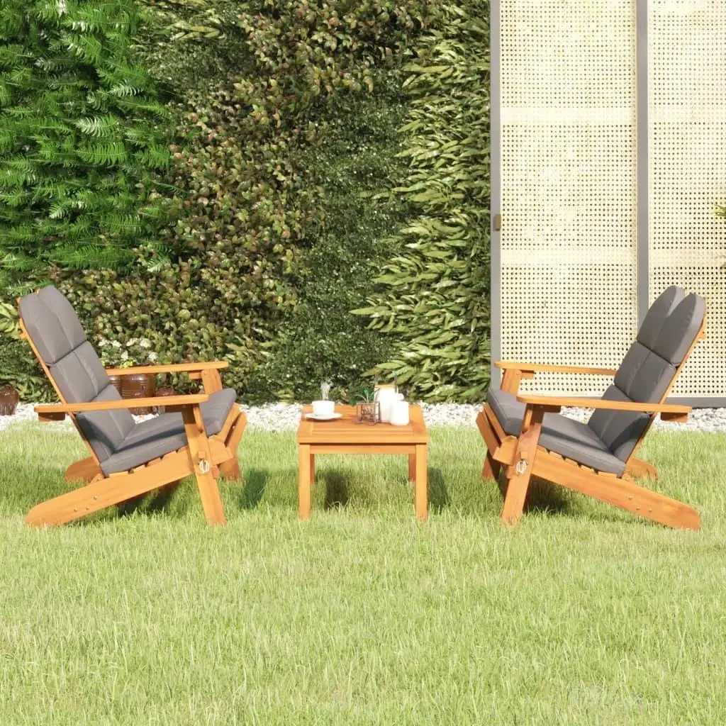 3-Piece Solid Wood Acacia Adirondack Patio Lounge Set - Outdoor Furniture for Relaxation