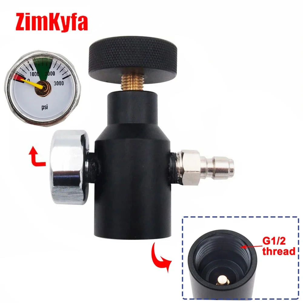 HPA Air CO2 High Pressure Tank Pressure Tester Testing Adapter with 1500 PSI 3000 PSI 5000 PSI Dial, G1/2-14 Threads Gauge