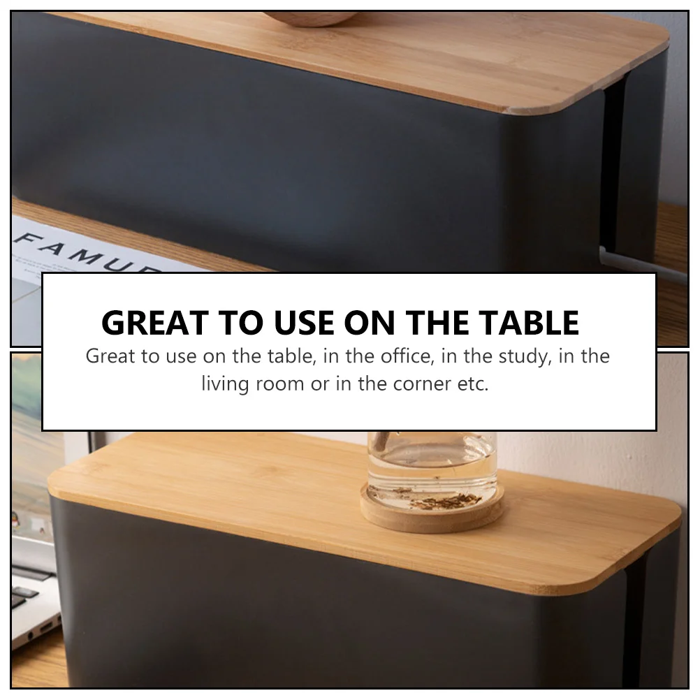 

2Pcs Cable Storage Boxes Plastic Wood Socket Organizer Home Wire Container Power Strip Storage Box Outlet Protector Case