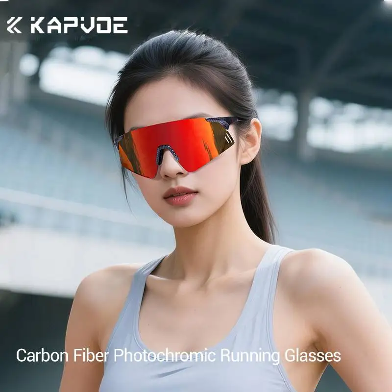 

Kapvoe Running Sunglasses Photochromic MTB Cycling Glasses Eyewear Carbon Fiber Ultra Light Design UV400 Road Bicycle Goggles