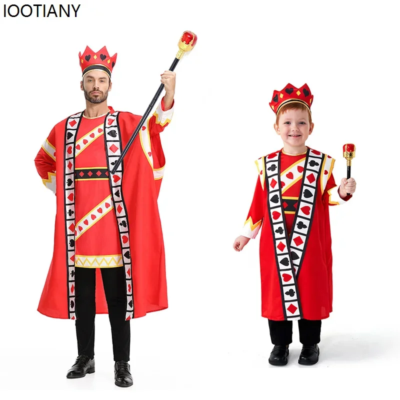 

CosplayHalloween Poker King Role Playing Costume Parent-child Heart Poker Card Costume Children Adult Anime Robe Carnival Party