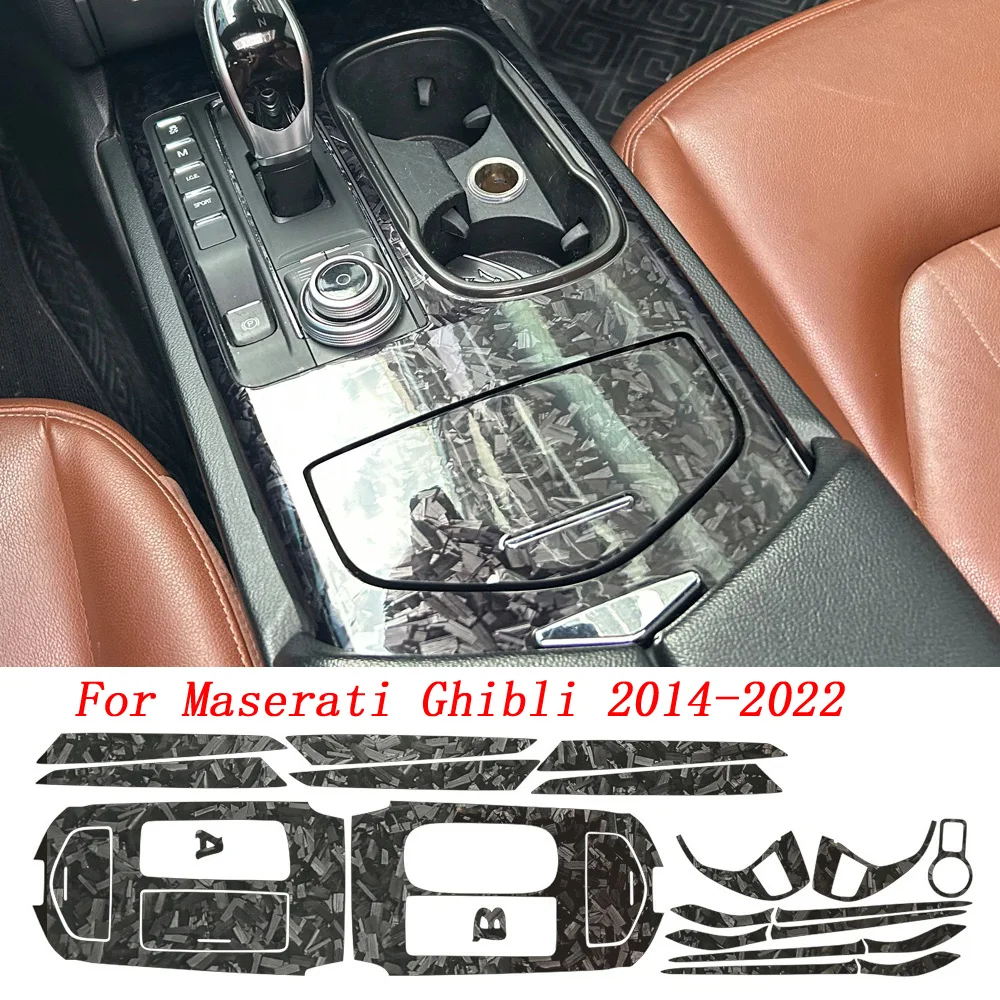 

For Maserati Ghibli 2014-24 Interior Central Control Panel Door Handle Forged CarbonFiber Sticker Decals Car Styling Accessories