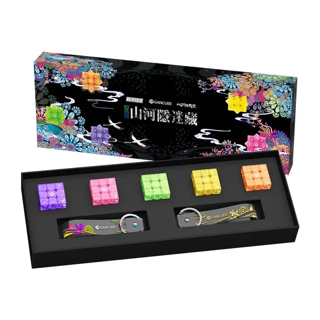 GAN330 한정판 큐브 3x3x3 큐브 GAN 키 체인 큐브 무작위 색상 3x3x3 미니 큐브 GAN 에그 큐브 박스