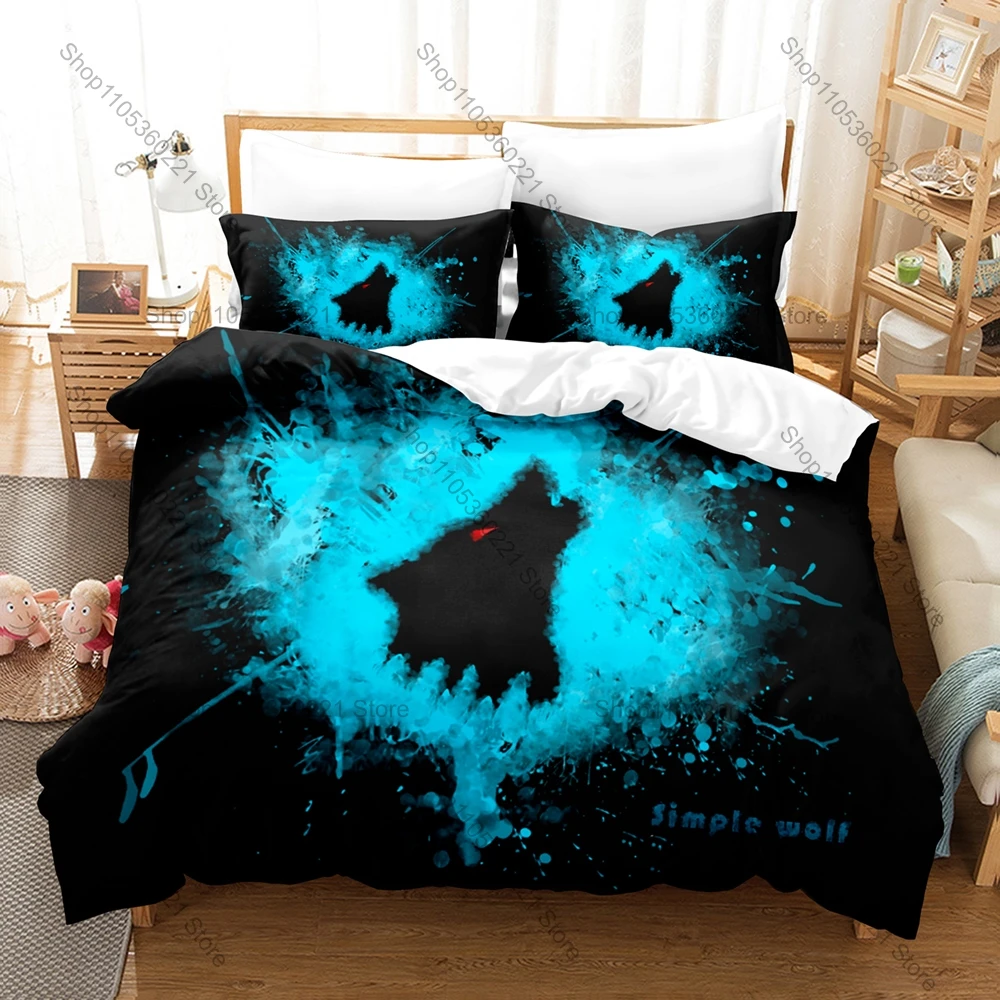 Wolf Majestic Howling Wild Forest Beast Vintage Wildlife Animal Art Bedding Set Duvet Cover + 2 Pillowcases Animal Fan Bedroom