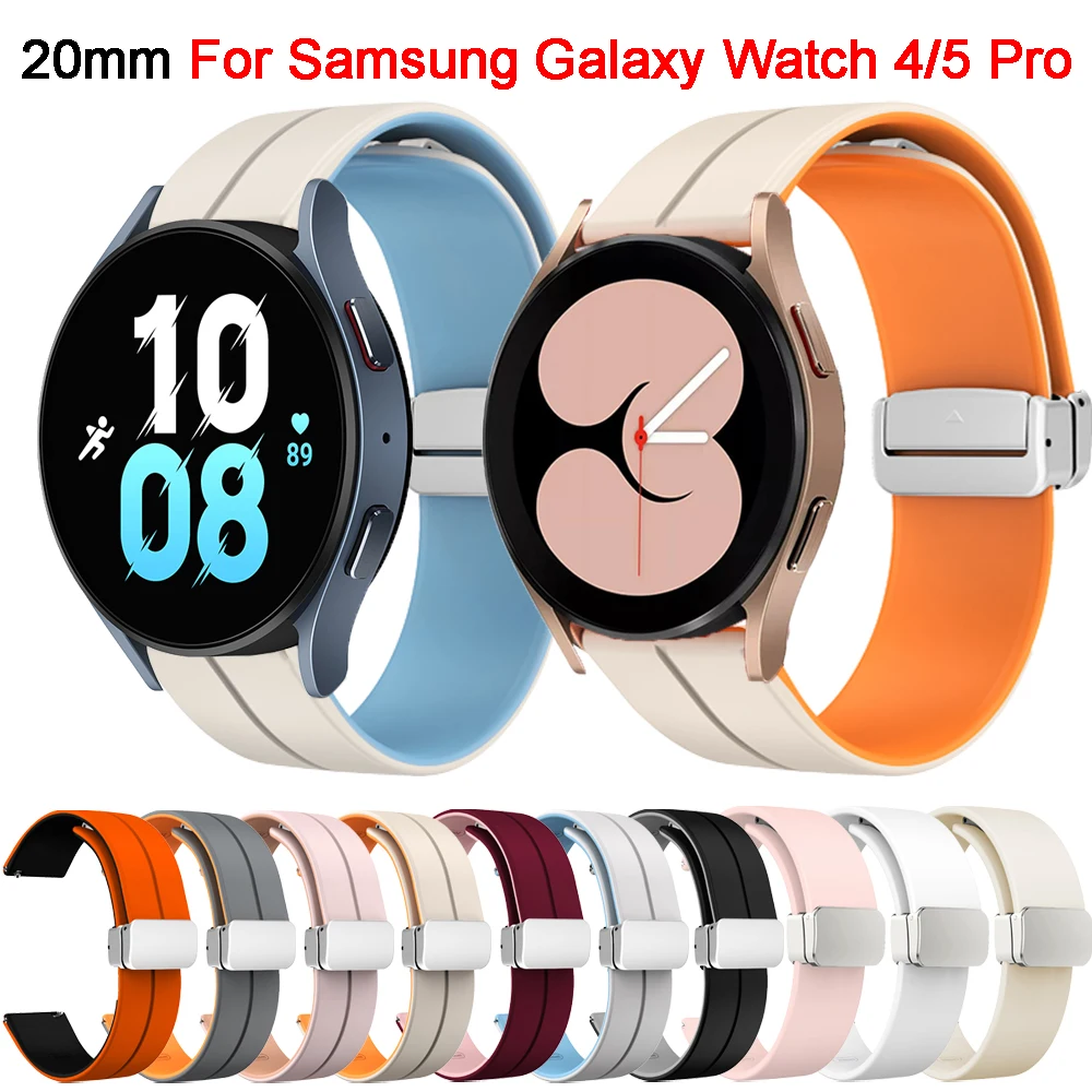 삼성 갤럭시 워치 5 프로 4 용 실리콘 밴드, 액티브 2 스트랩 교체 팔찌, 갤럭시 워치 4 용, 20mm, 44mm, 40mm, 46mm, 42mm