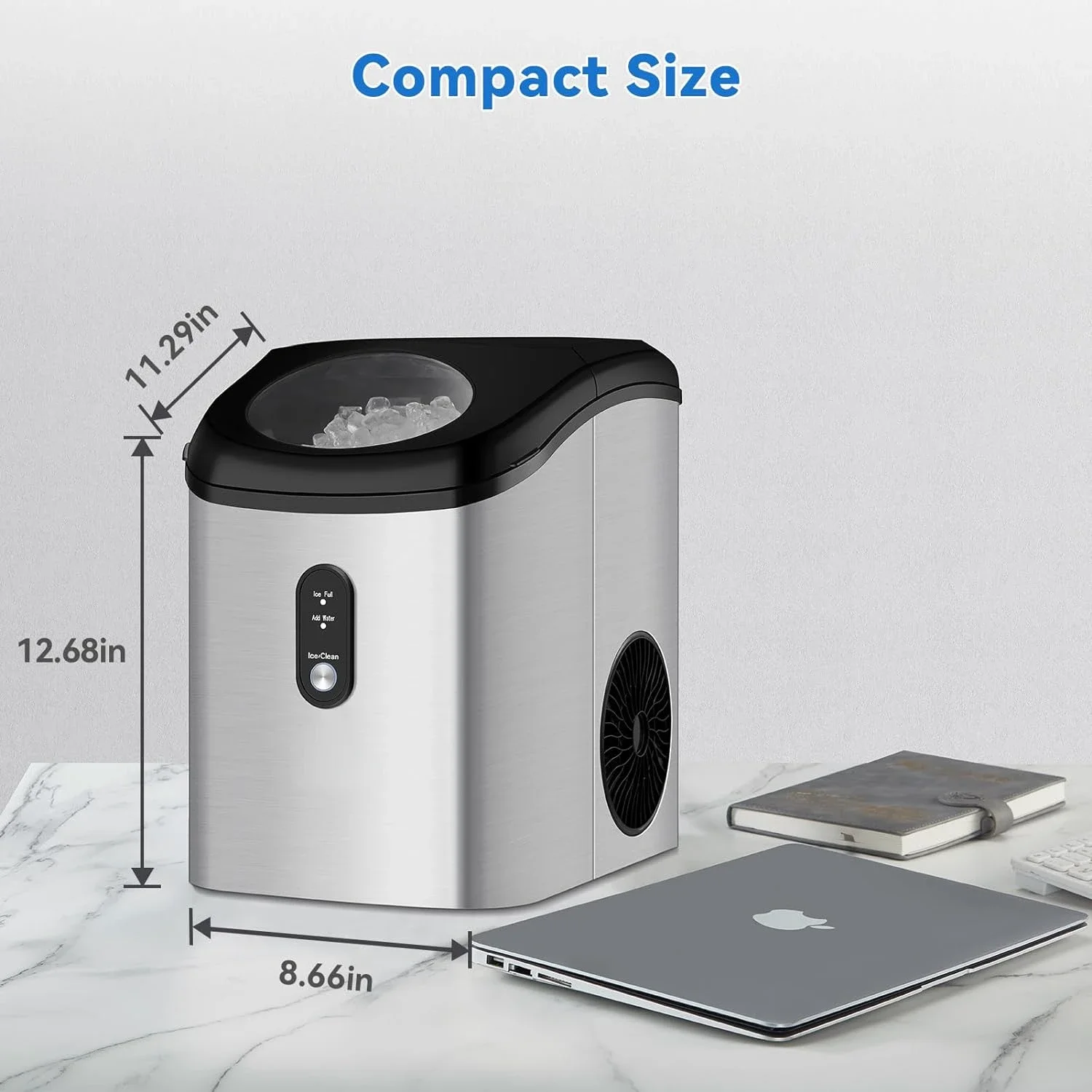 Countertop Nugget Ice Maker, Soft Máquina De Gelo Mastigável Para O Seu Pagamento, 33lbs/Day Máquina De Gelo com Colher De Gelo, Auto-limpeza e Tempo