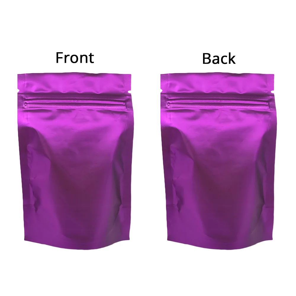 Stand Up Mylar Bag, Aluminum Foil Plastic Packaging Matte Top Zipper Bags, Tea Snack Storage Pouch, Eco Friendly, 100 Pcs