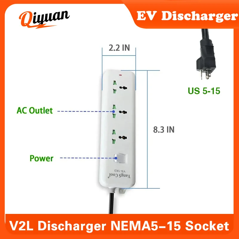 16A GBT Discharger US 5-15 Socket V2L Adapter V2L Cable Outdoor Charging Station China Car Use (Need Car Support V2L Function)