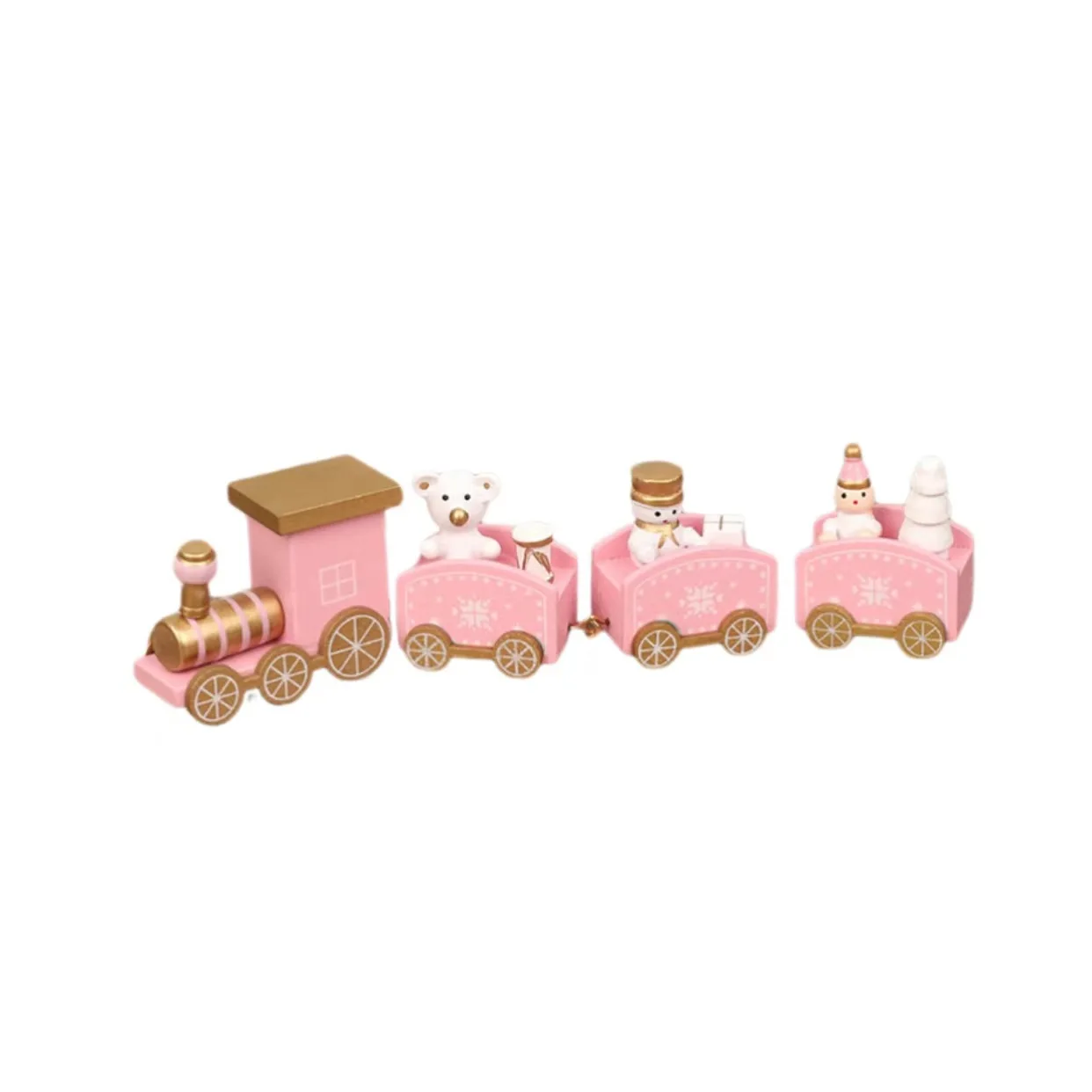 New Cute Wooden Christmas Train Tabletop Decoration DIY Mini Christmas Decoration Window Display Decorated Christmas Gifts