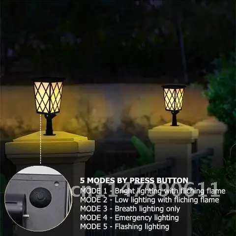 

Outdoor Garden Solar Powered Lamp Security Auto On/Off Flickering Flames Torches Lights Street Lamp