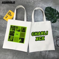 Charli Xcx Brat 2024 Tour Album lettera stampa donna Tote Canvas Bag borsa a tracolla Vintage Harajuku borsa per la spesa Hip Hop