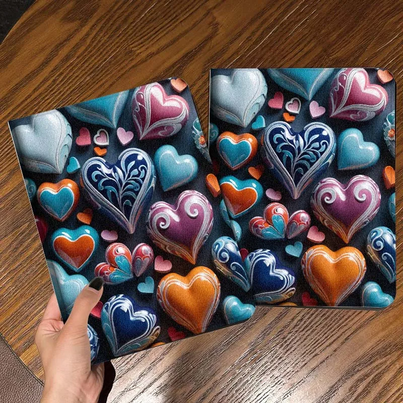 Purple Leopard Heart For iPad Pro Mini Air 1 2 3 4 5 6 7 10 11 th 8 9 gen 11 M4 M5 Foldable Tablet Case Cover