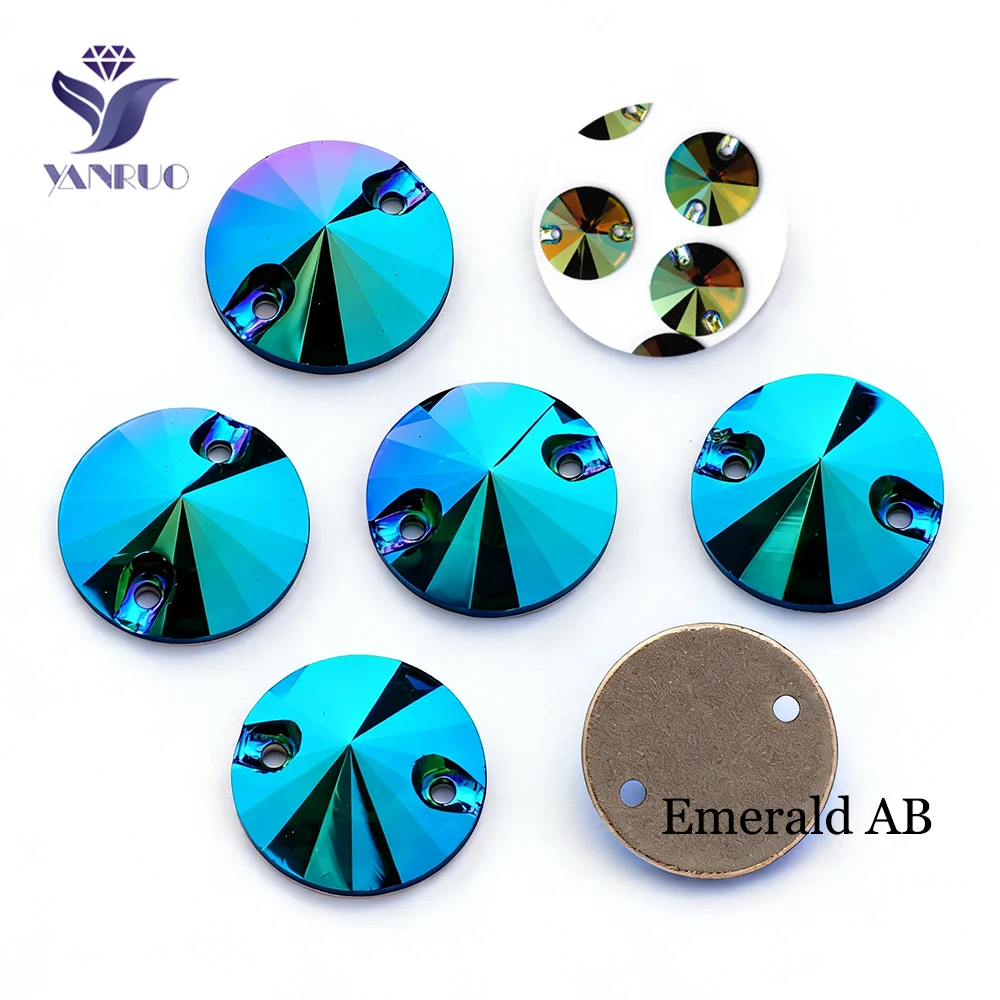 YANRUO 3200 Rivoli Color AB 8mm 10mm 12mm Charm Kristall Aufnähbare Elemente Strasssteine Dekoration für Mode, Leotard, Kleid, Gymnastik – Detail 2