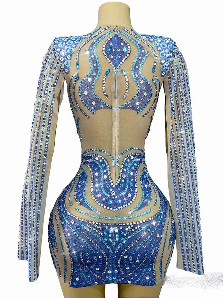 Wysokiej jakości sukienka z dżetami, seksowny głęboki dekolt, elastyczna, podkreślająca biodra, nowa moda 2025, odzież damska na zamówienie.