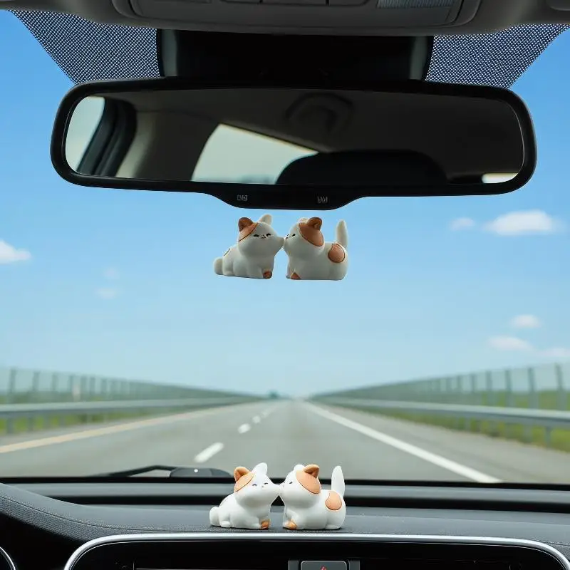 △ Cute Mini Cartoon Kissing Rabbit Cat Frog Car Ornaments Smooth Surface For Car Dashboard Home Desktop Decor