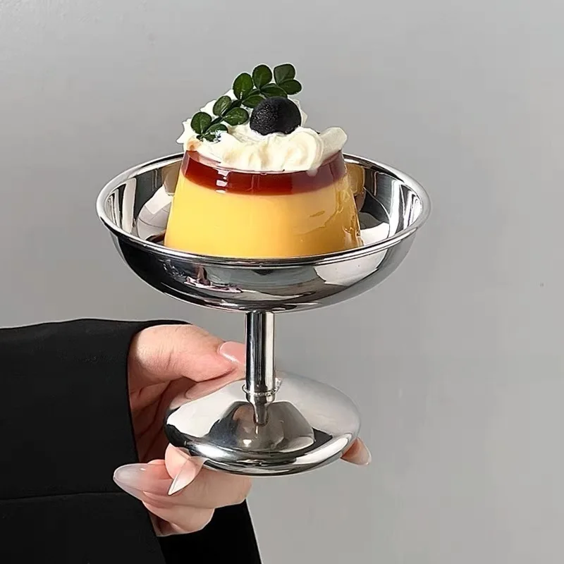 

Vintage 304 Stainless Steel Cafe Highball Glass Dessert Cup Ice Cream Pudding Bowl