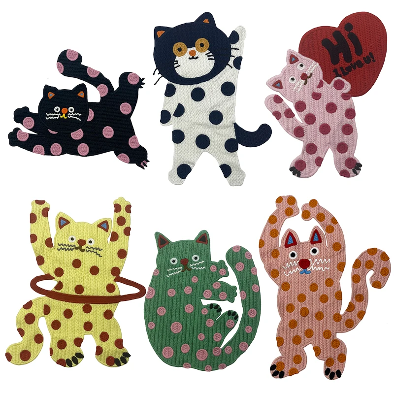 High-end Animal Fashion Cat Series Icon Embroidery Applique Patches For Clothing DIY Sewing up Badges on the Backpack