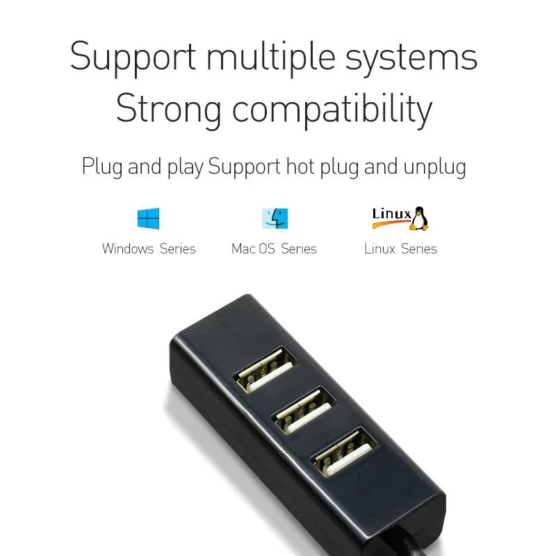 4-Port USB HUB Mini USB Spliter Hub Adapter Black High Speed Hub USB 2.0 Adapter For PC Computer Accessories