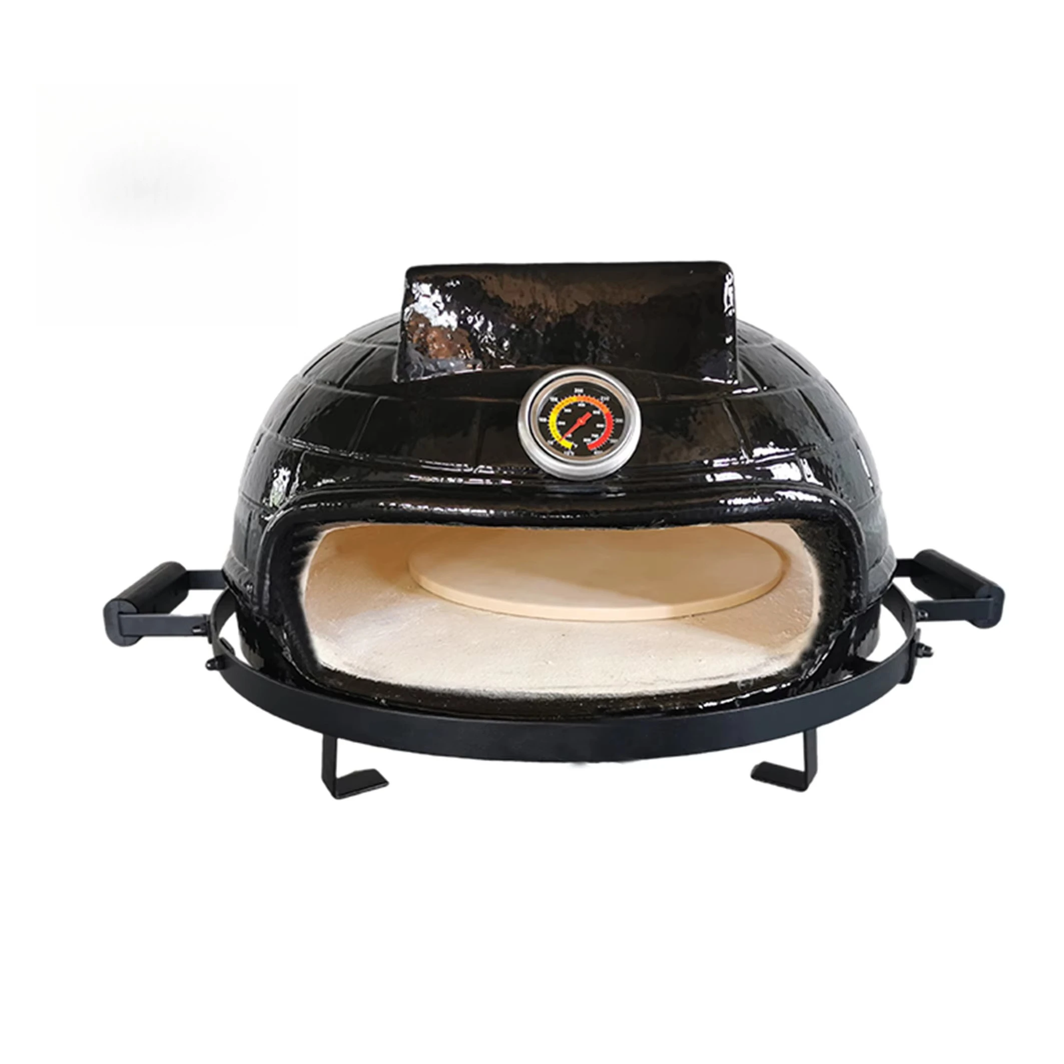 21inch Pizza Oven with Black Bricks Pattern with Bamboo Handles